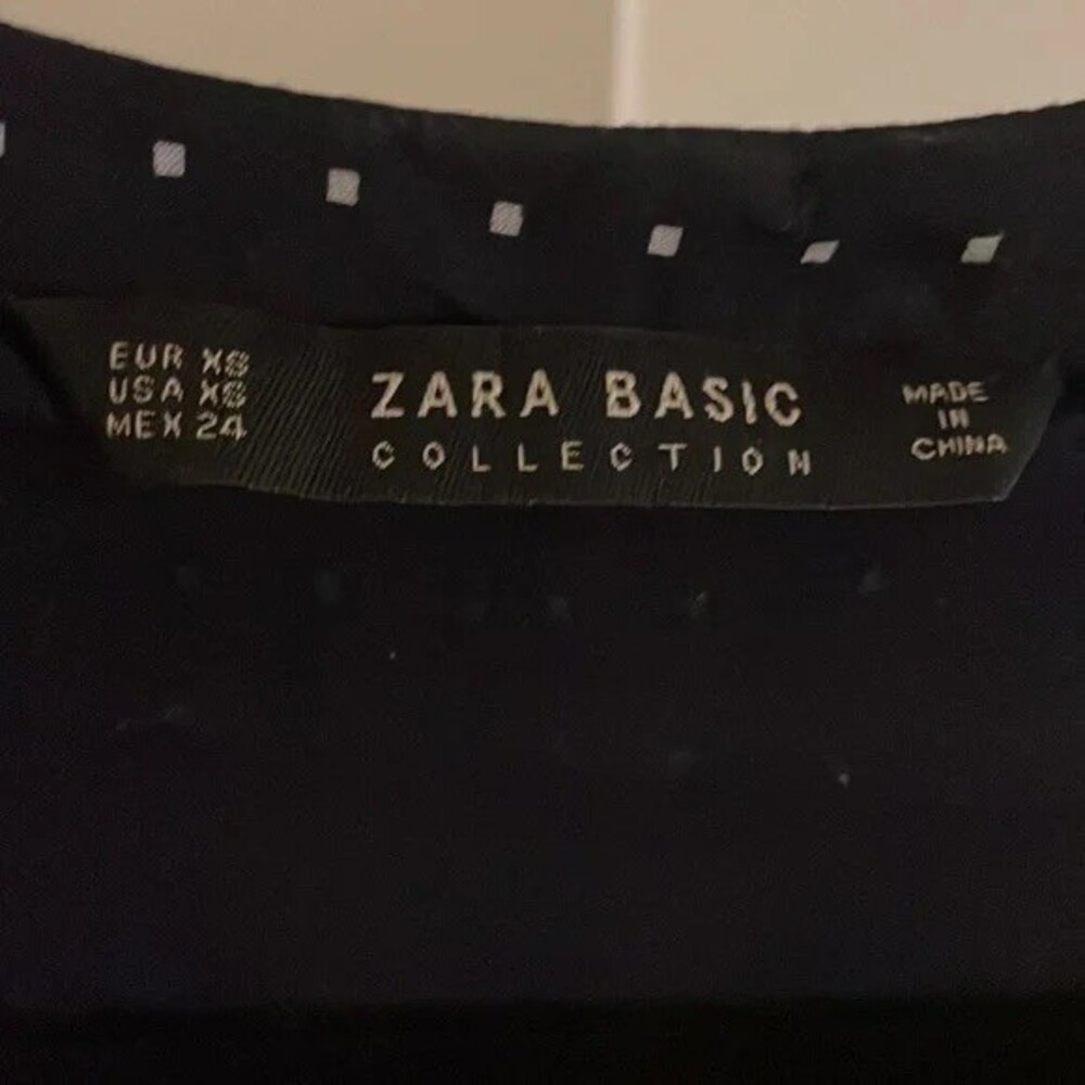 Zara Basic Black Polka Dot Long Sleeve Blouse Womens Size XS - Picture 3 of 5